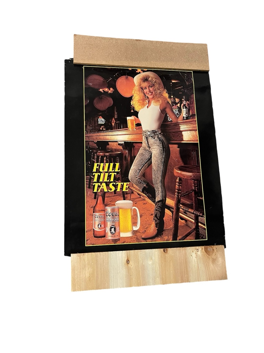 Vintage Bar Poster "Full Tilt Taste" - Blonde Cowgirl 22” x 17”